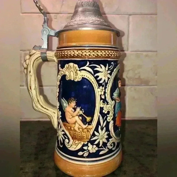 Dunker and Breiden Beerstein with metal lid - Picture 2 of 9